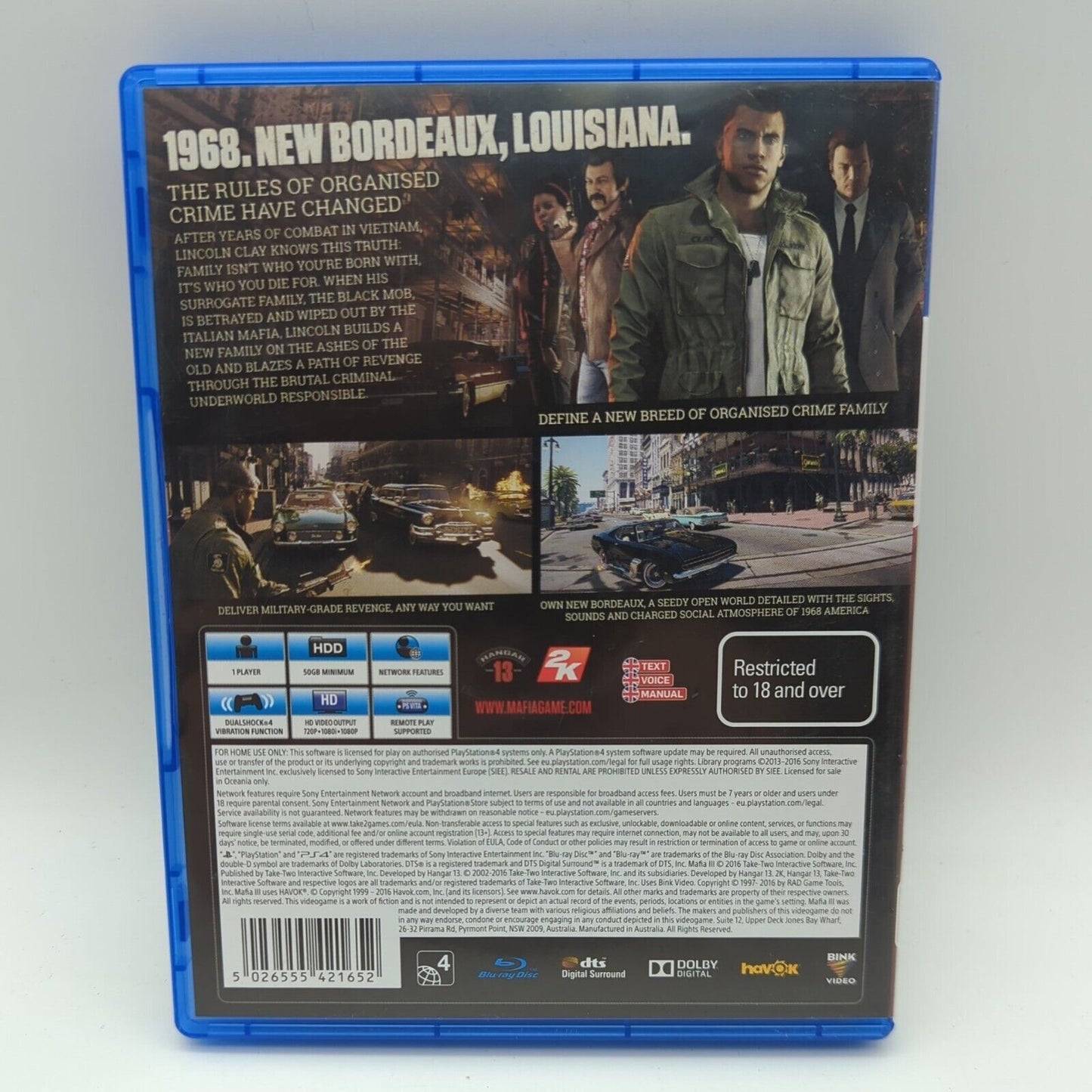 Mafia III 3 (Sony PlayStation 4 PS4) Game R18+