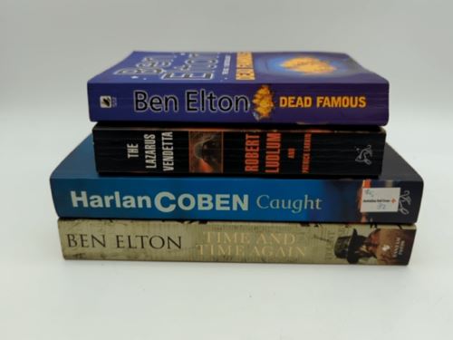4x Ben Elton, Robert Ludlum, Harlan Coben Paperback Bundle - Dead Famous, Cau…