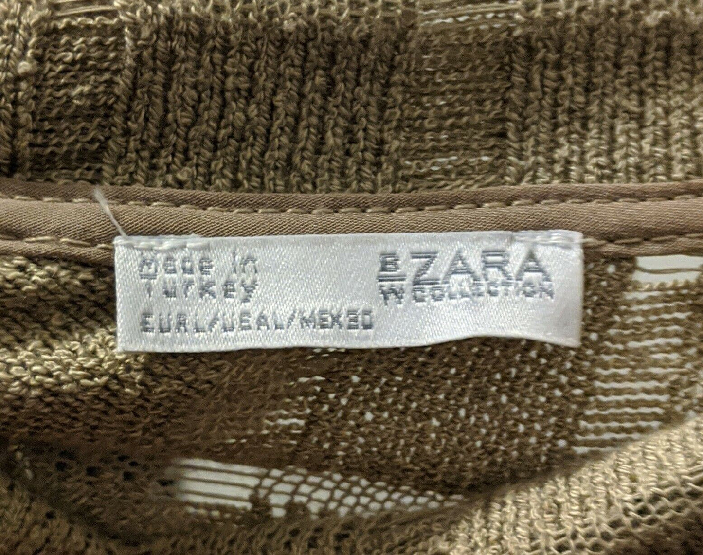 ZARA Knit Light Brown Turtleneck Jumper | Made in Turkey | Viscose | Size M to L