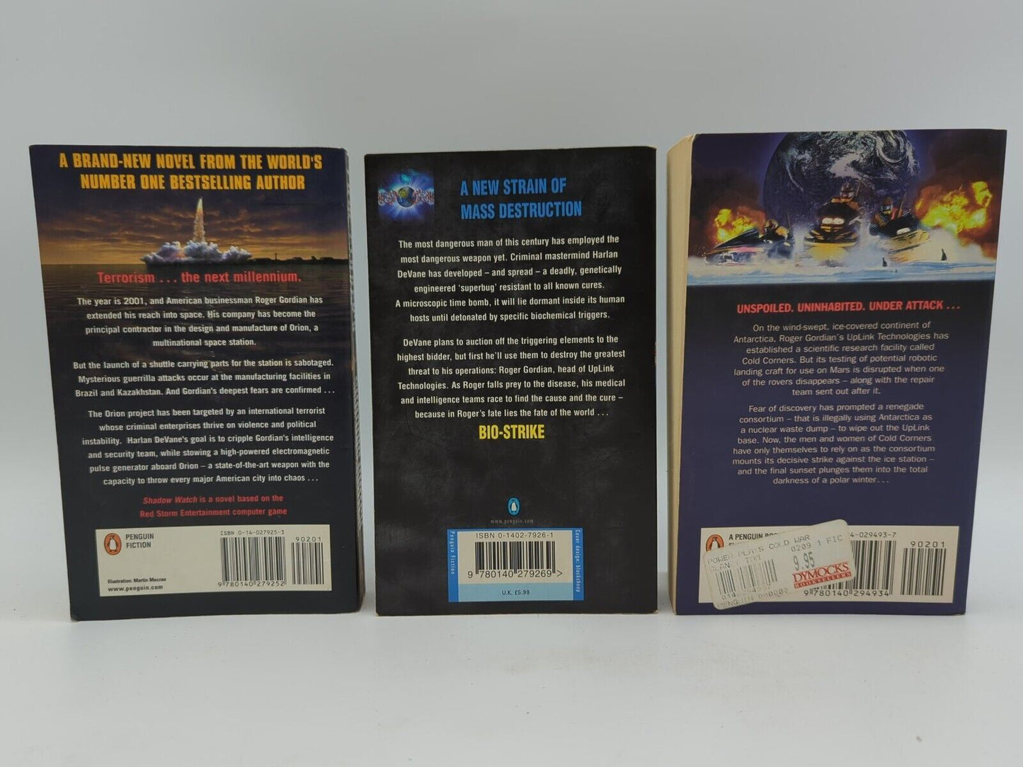 3 x Tom Clancy Thriller Paperback Bundle Powerplays Shadow Watch, Bio-Strike...