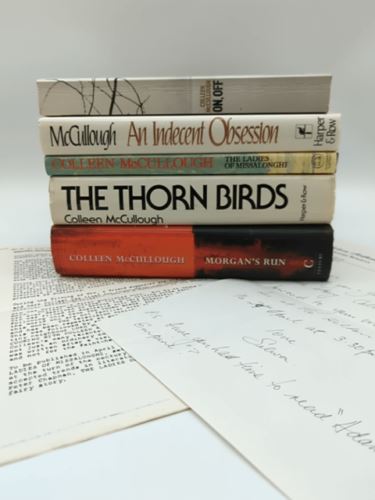 5x Colleen McCullough lot including The Thorn Birds 1st Ed & Signed Corresp.