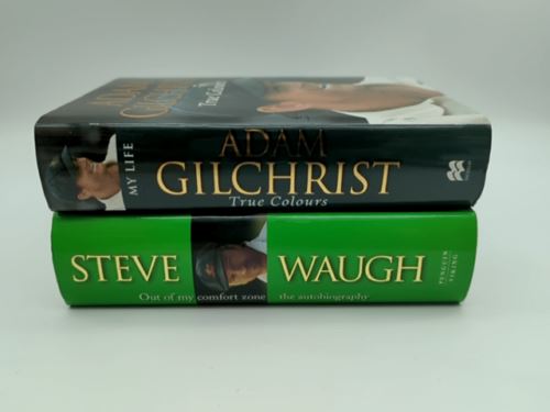 Adam Gilchrist True Colours & Steve Waugh Out of My Control, Cricket lot x2