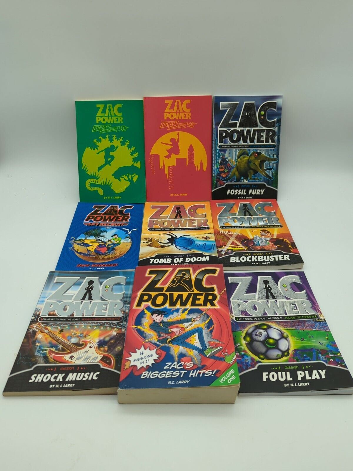 Zac Power book bundle by H.I. Larry x 12 Stories in 9 books, Mega Mission 1 & 2
