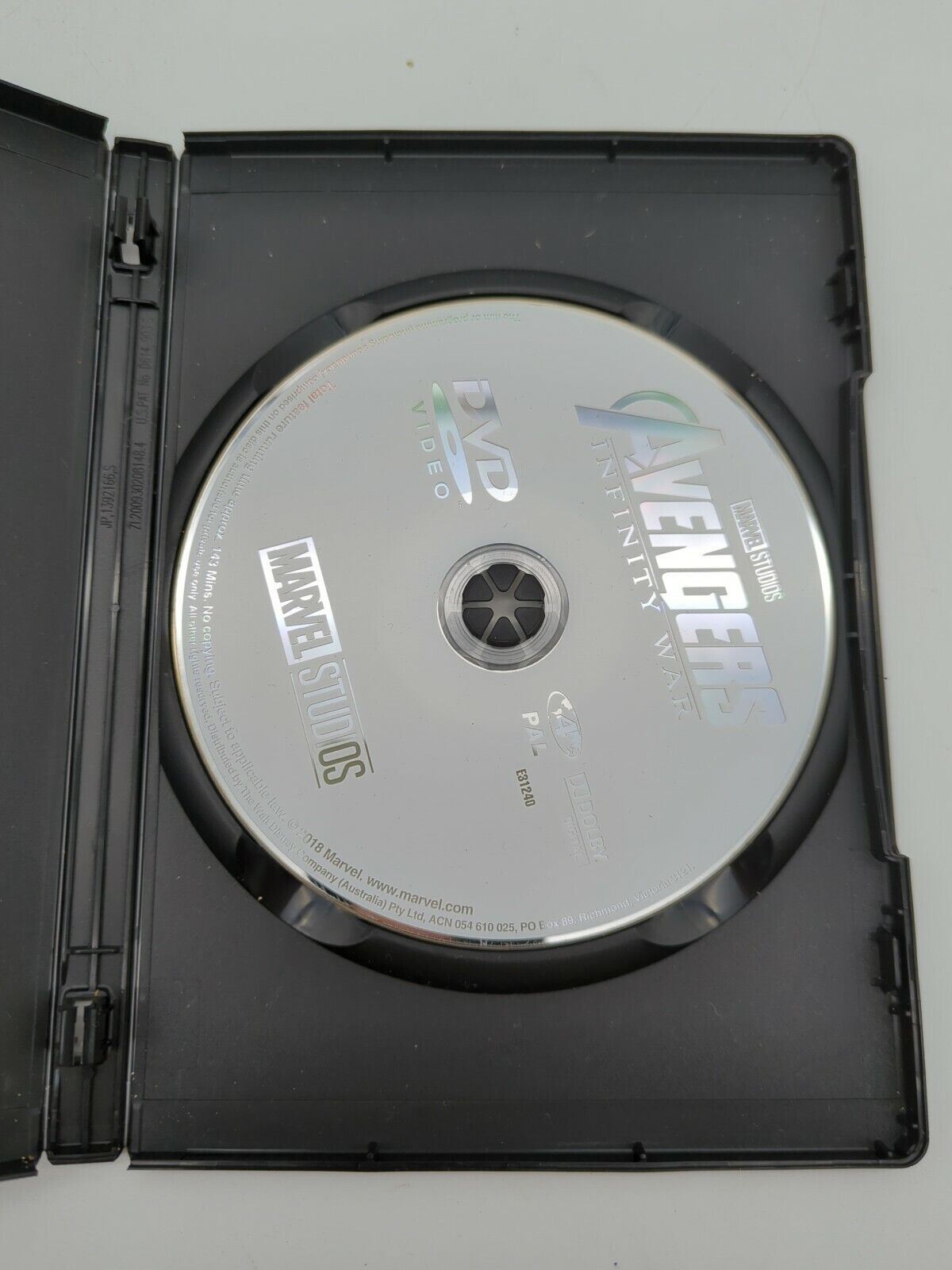 AVENGERS INFINITY WAR DVD R4 VGC 2018 ROBERT DOWNEY JNR CHRIS HEMSWORTH