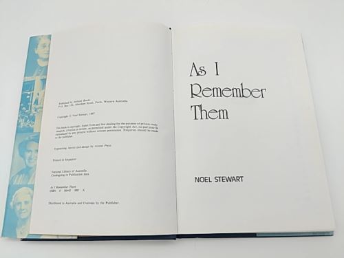 As I Remember Them by Noel Stewart (Hardcover, 1987) Book Nook 086445080x