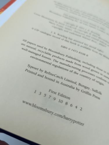 Harry Potter and the Half-Blood Prince Hardcover 2005 1st Edition pg 99 error