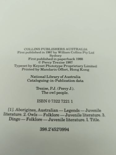 The Owl People by Percy Trezise (Paperback, 1988) Aboriginal Dreamtime