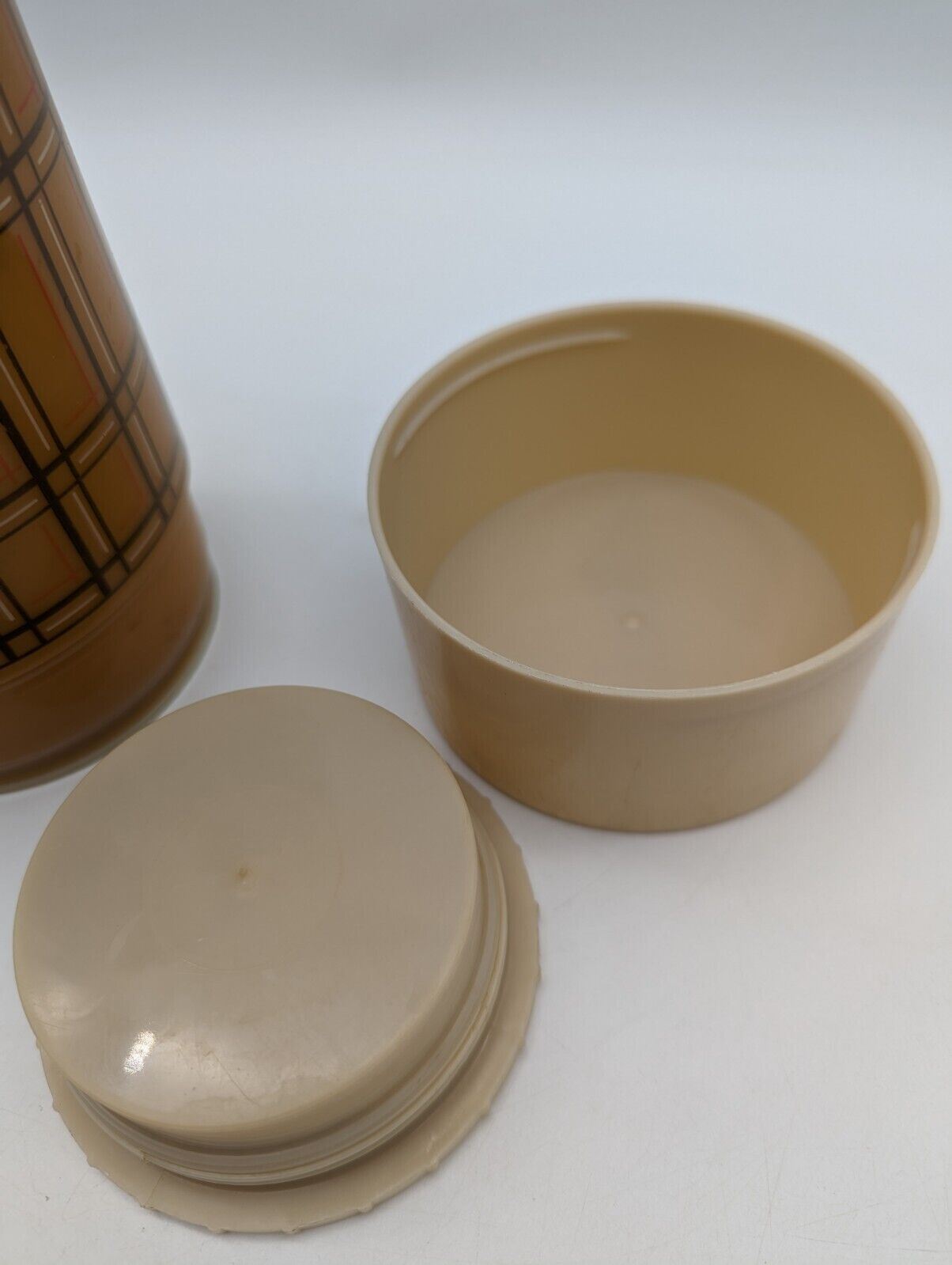 Vintage 1970’s Aladdin Vacuum Flask, Tartan Pattern, Made in Canada, Hot & Cold