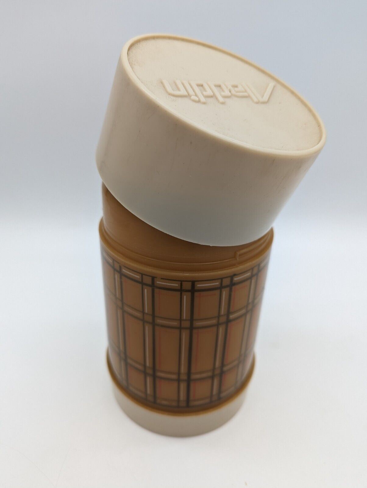 Vintage 1970’s Aladdin Vacuum Flask, Tartan Pattern, Made in Canada, Hot & Cold
