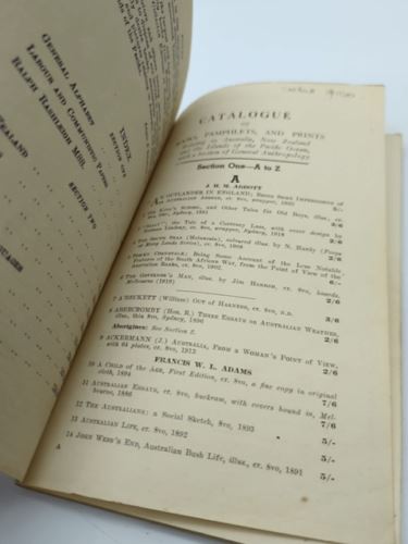 Catalogue of Books, Pamphlets and Prints by Angus & Robertson, Rare 1936