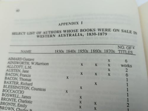 The Development Of The Book Trade In Western Australia: A Study Of Reading Habit