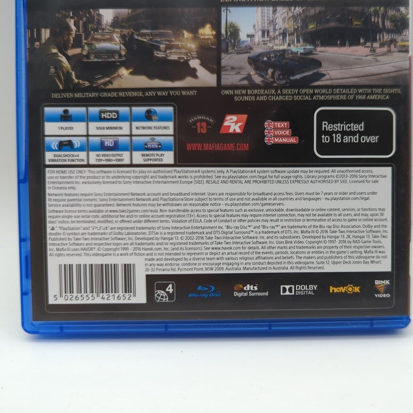 Mafia III 3 (Sony PlayStation 4 PS4) Game R18+