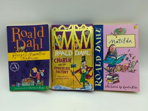 3x Roald Dahl Paperback Matilda, Charlie and the Chocolate Factory, Geor…