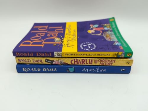 3x Roald Dahl Paperback Matilda, Charlie and the Chocolate Factory, Geor…
