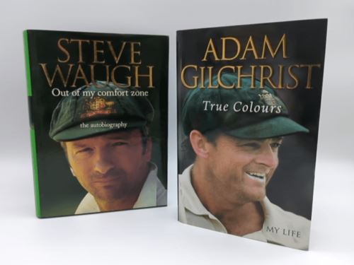 Adam Gilchrist True Colours & Steve Waugh Out of My Control, Cricket lot x2