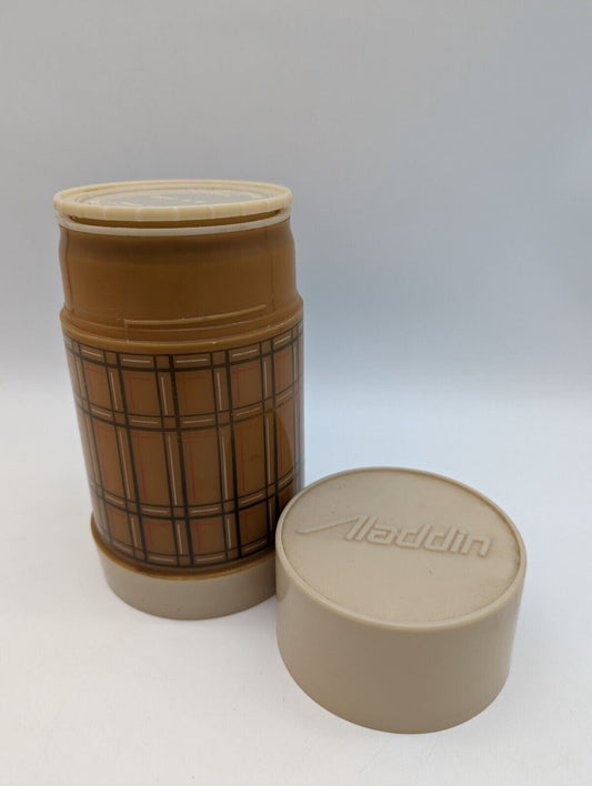 Vintage 1970’s Aladdin Vacuum Flask, Tartan Pattern, Made in Canada, Hot & Cold